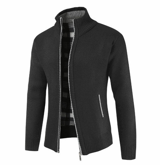 Herren Strickjacke mit hohem Kragen und seitlichen Taschen EB