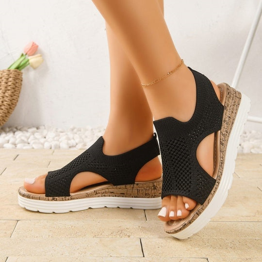 Damen Bequeme und atmungsaktive Sandalen mit elastischem Einsatz EB