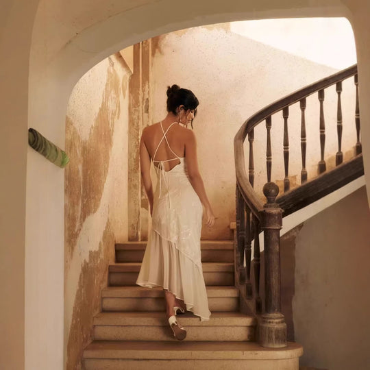 Damen Asymmetrisches Hochzeitskleid mit eleganter Spitze EB