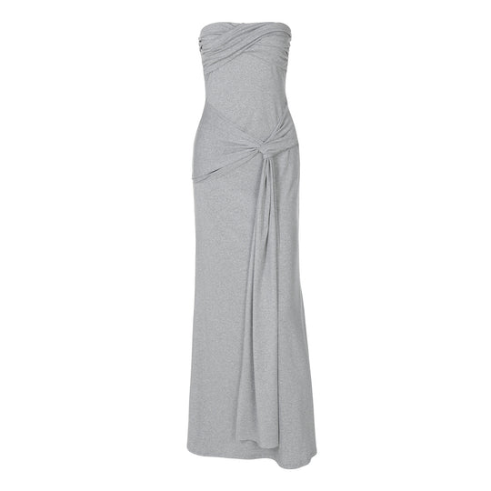 Damen Strapless Maxikleid mit raffiniertem Wickeldesign EB