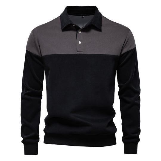 Herren Langarm Poloshirt mit modernen Farbapplikationen und hochwertigem Stoff EB