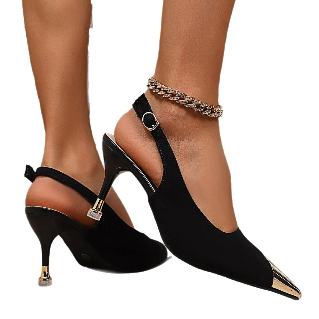 Damen Slingback-Pumps mit glänzendem Metallabschluss und elegantem Design EB