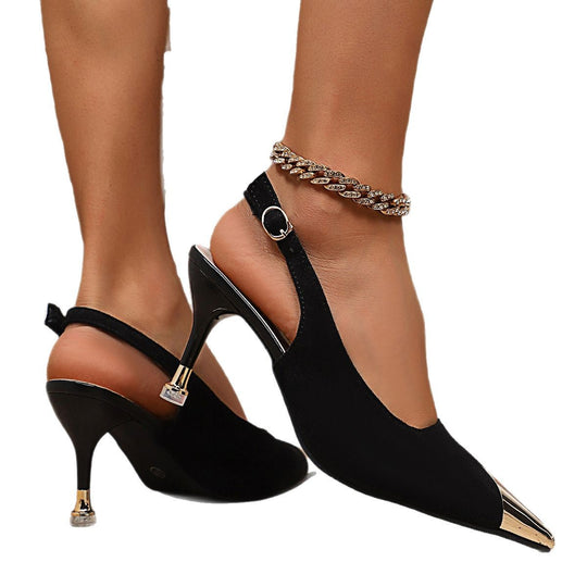 Damen Slingback-Pumps mit glänzendem Metallabschluss und elegantem Design EB