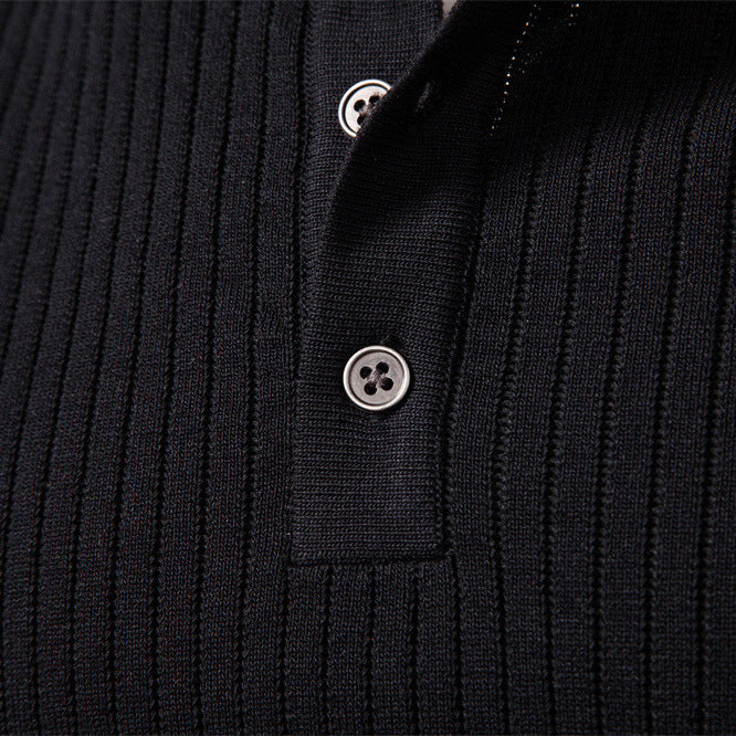 Herren Strickpullover mit feinem Rippenmuster und modischem Knopfdetail EB