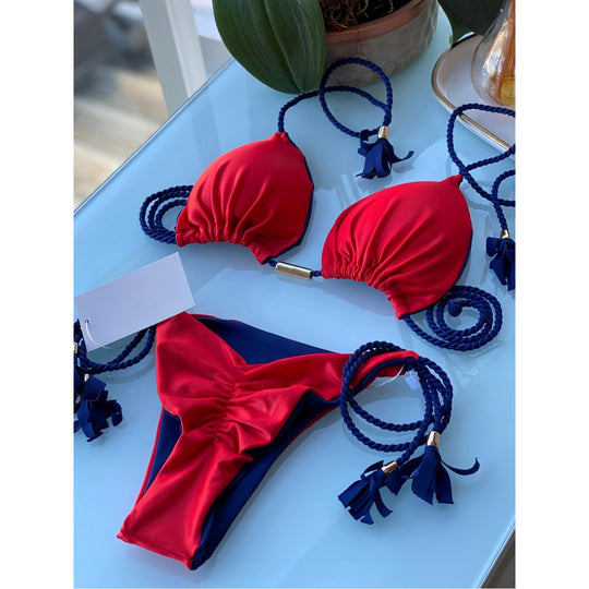 Damen Triangel-Bikini mit verspieltem Trockenband und eleganten Details EB