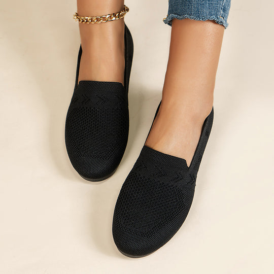 Damen Atmungsaktive Slip-On Sneakers mit flexiblem Strickdesign EB
