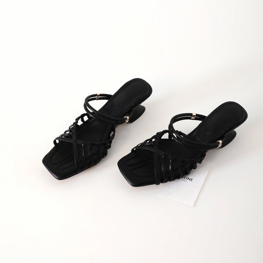 Damen Sandalen mit elegantem Riemendesign und glamourösem Glanz EB