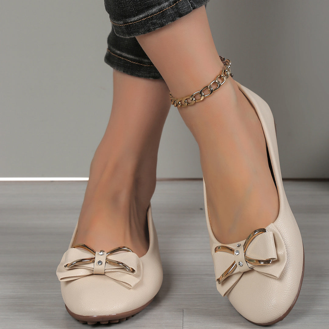 Damen Ballerinas mit funkelnder Schleifenapplikation und rutschfester Sohle EB