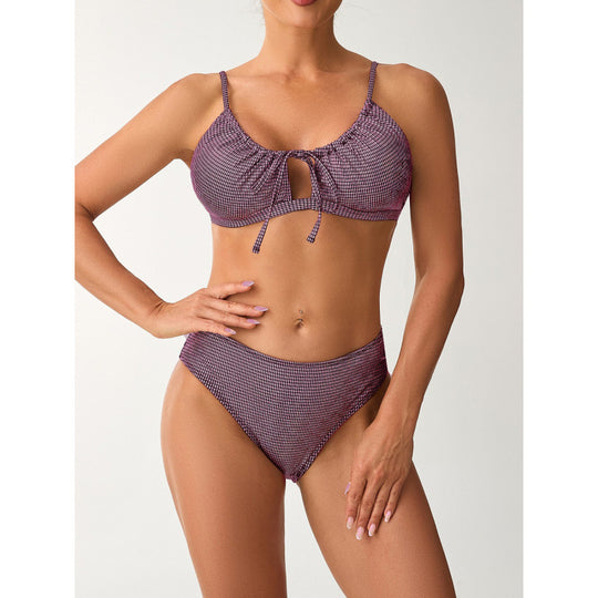 Damen Bikini mit modischem Knoten und hoch geschnittenem Slip EB
