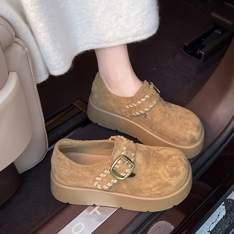 Damen Kuchenschuhe mit modischem Schnallen-Design und komfortabler Plateausohle EB