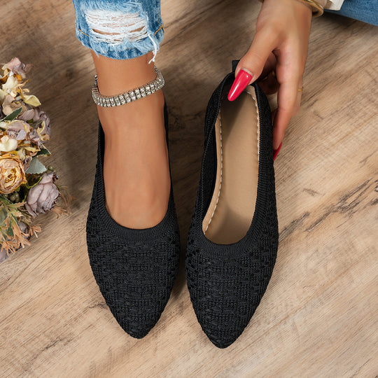 Damen spitze Ballerinas mit atmungsaktivem Obermaterial und flexiblem Fußbett EB