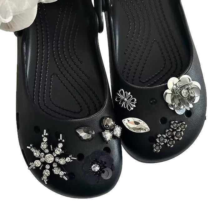Damen modische Clogs mit funkelnden Dekorelementen EB