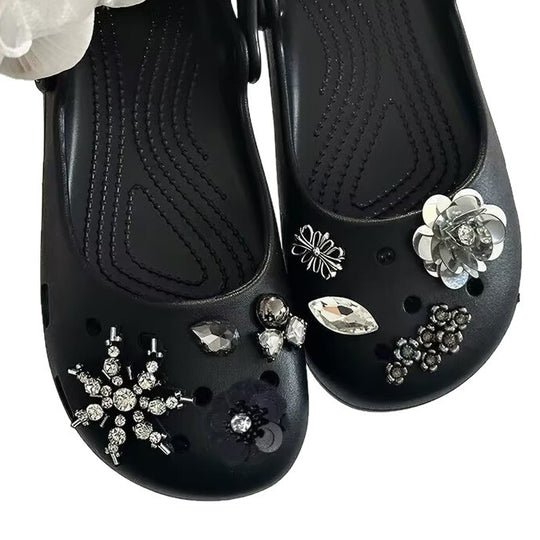 Damen modische Clogs mit funkelnden Dekorelementen EB