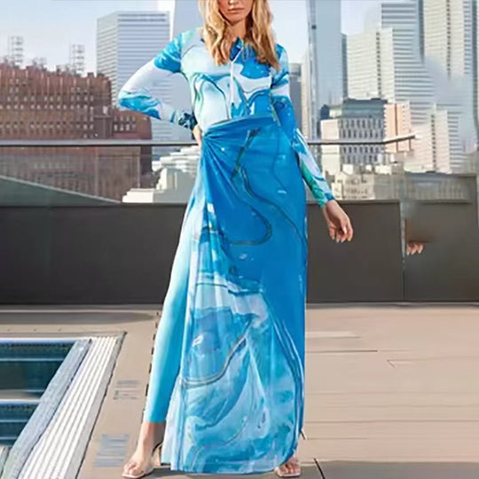 Damen Maxi-Kleid mit Kunstdruck EB