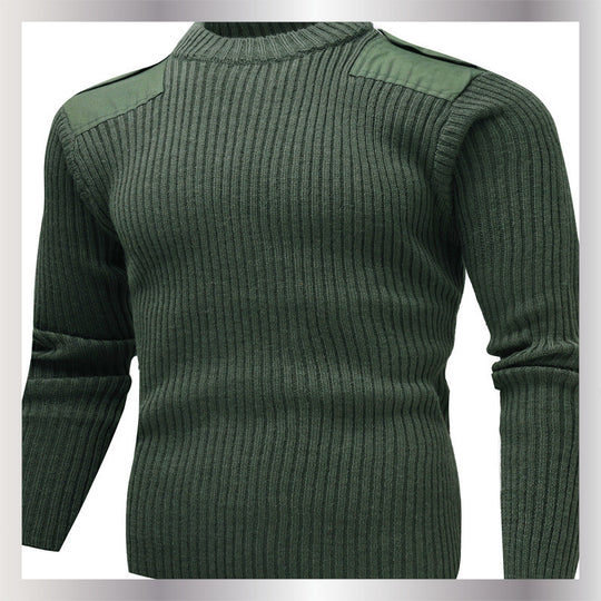 Herren Strickpullover mit V-Ausschnitt und dekorativen Schulterdetails EB