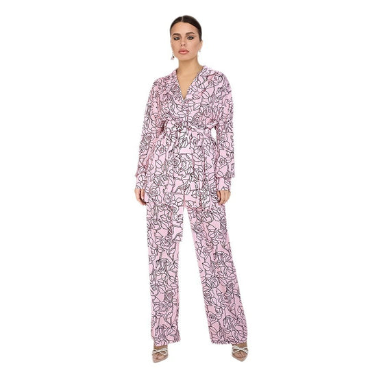 Damen modisches Blazer-Set mit floralen Akzenten EB