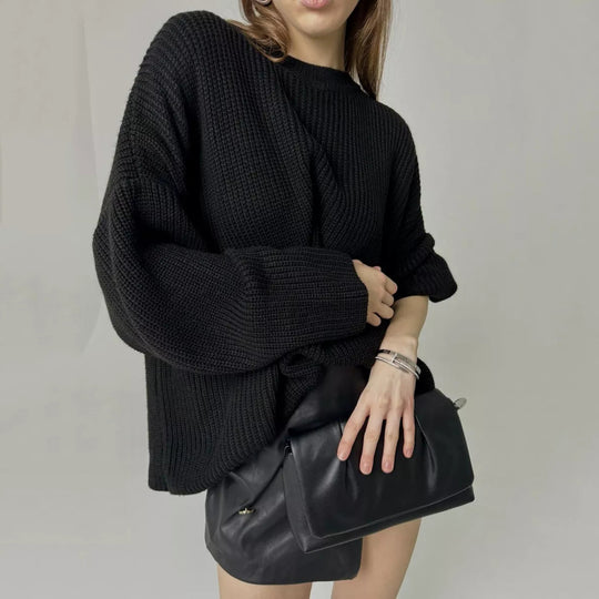 Damen Oversized Strickpullover mit weitem Schnitt und Struktur EB