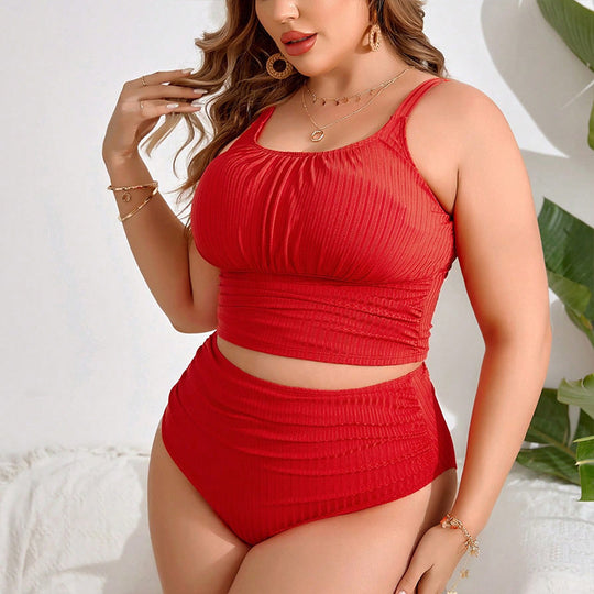 Damen Crop-Top Bikini-Set mit elegantem Rippendesign EB