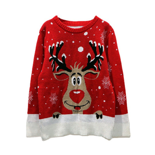 Damen Weihnachtspullover mit fröhlichem Rentier-Design und weichem Material EB