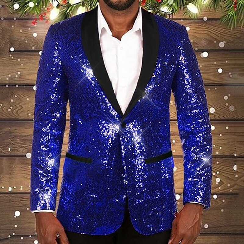 Herren glitzernder Pailletten Blazer mit schwarzem Revers EB