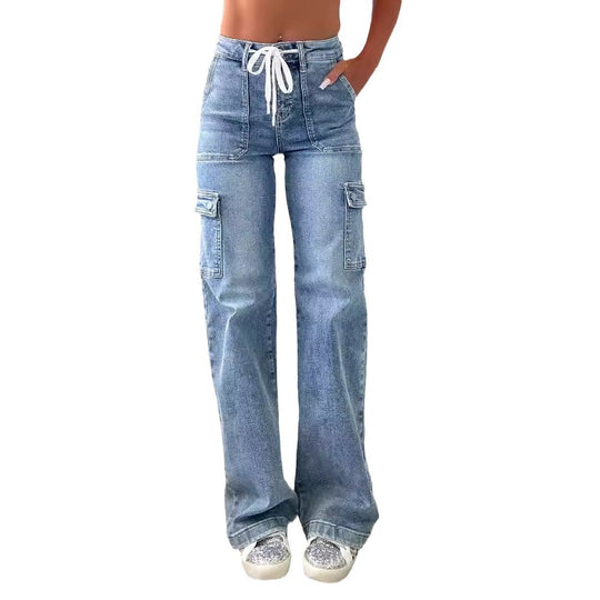 Damen Cargo-Jeans mit weichem Bund und praktischen Taschen EB