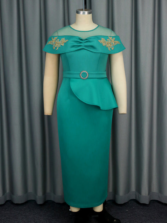 Damen elegantes Wickelkleid mit Schnitt- und Rüschenakzenten EB