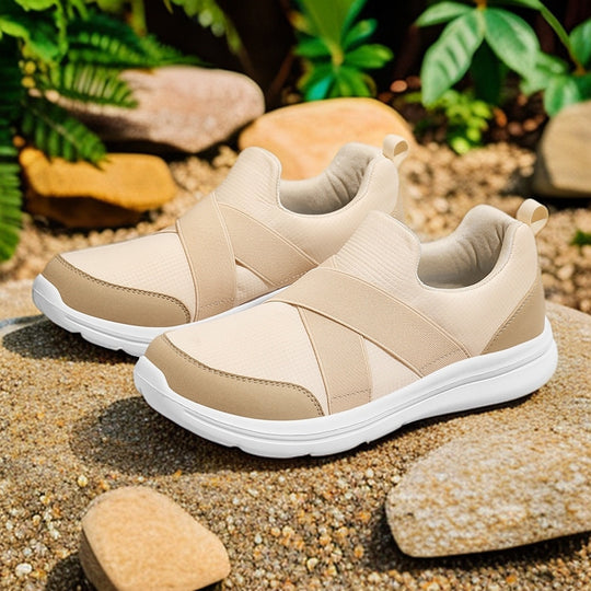 Damen Komfortable Slip-On Sneakers mit elastischem Obermaterial EB