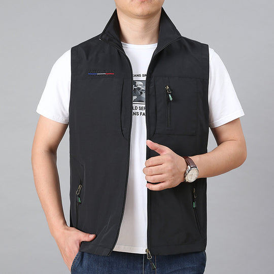 Herren nan ultraleichte technische Outdoorweste mit wasserabweisendem Ripstop, Stehkragen und mehrfachen Reißverschlusstaschen EB