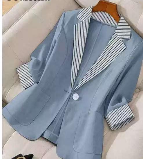 Damen elegante Leinenblazerjacke mit lässigem Schnitt EB