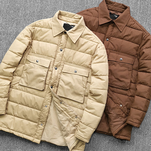 Herren gesteppte Overshirt-Jacke mit praktischen Klappentaschen und robustem Kragen Hedi-Mode
