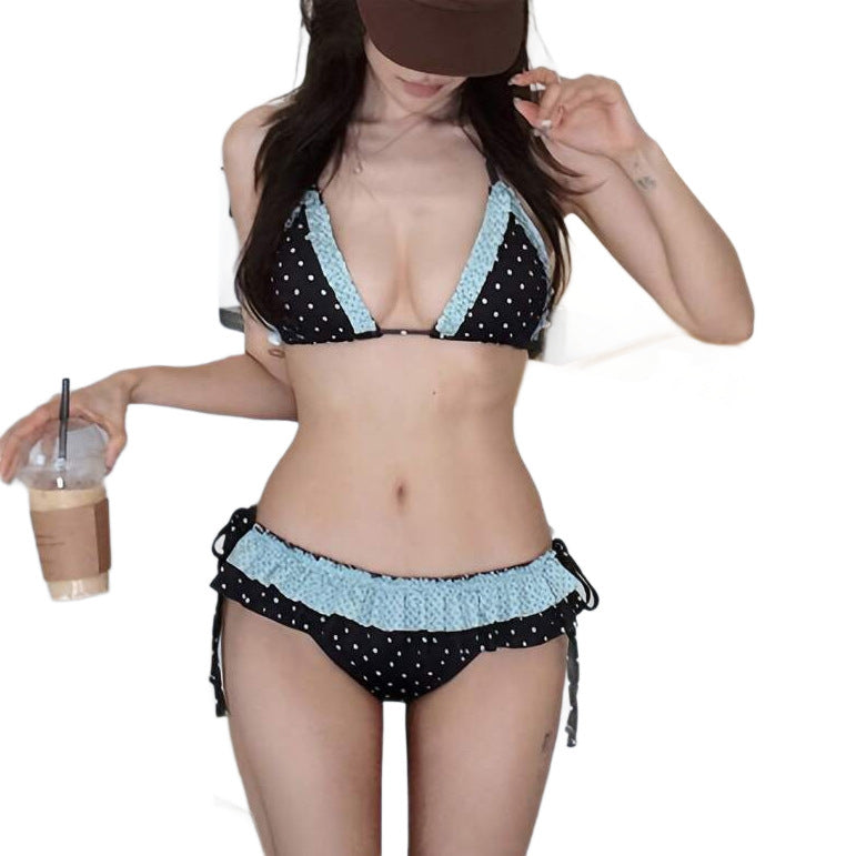 Damen Triangel-Bikini mit Rüschen und dekorativem Design EB