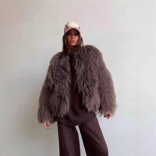 Damen Fleece-Überzieher im trendigen Bouclé-Stil EB