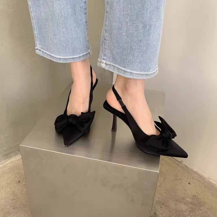 Damen Slingback Pumps mit verspieltem Schleifendesign EB