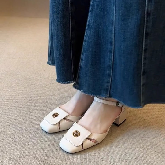 Damen elegante Slingback-Pumps mit modischem Riemchen und komfortablem Blockabsatz EB