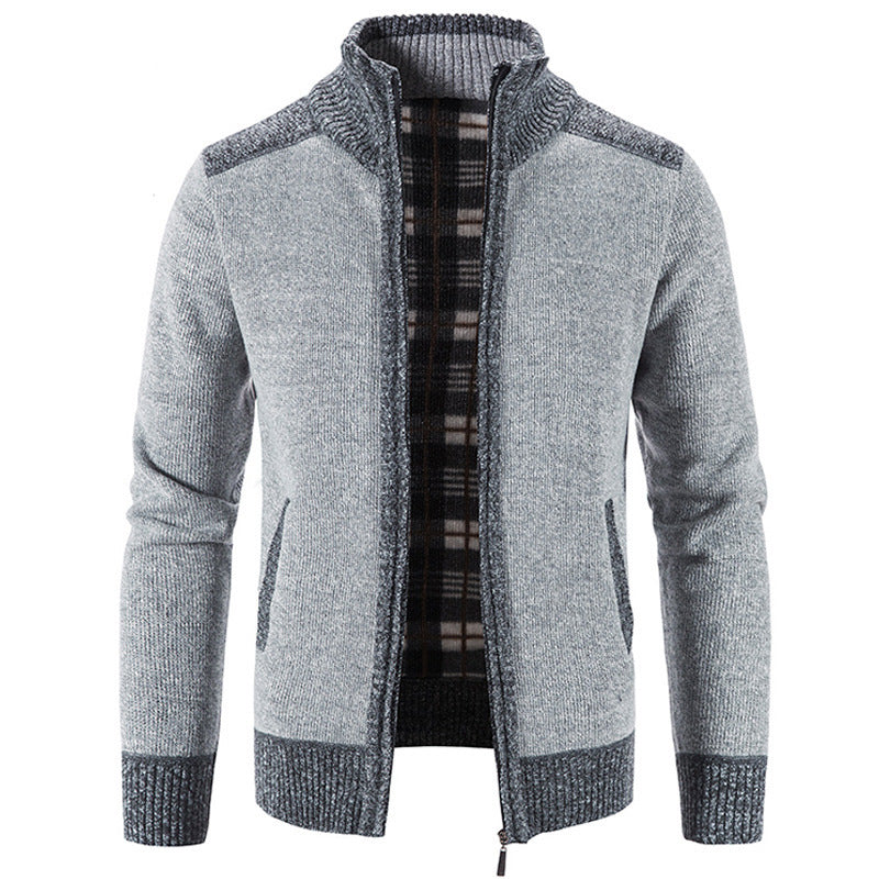 Herren Strickjacke mit modernem Stehkragen und strukturiertem Design EB