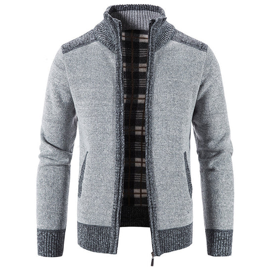 Herren Strickjacke mit modernem Stehkragen und strukturiertem Design EB