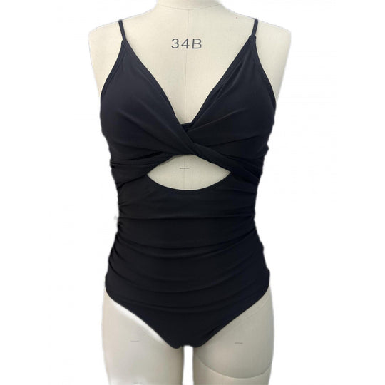 Damen Einteiler Badeanzug mit modernem Wickeldetail und verstellbaren Trägern EB