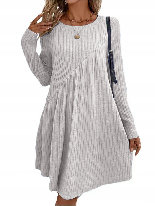Damen lässiges Ripp-Kleid mit asymmetrischem Design EB
