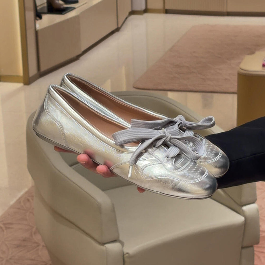 Damen Ballerinas mit modischem Schleifenakzent und hochwertigem Leder EB