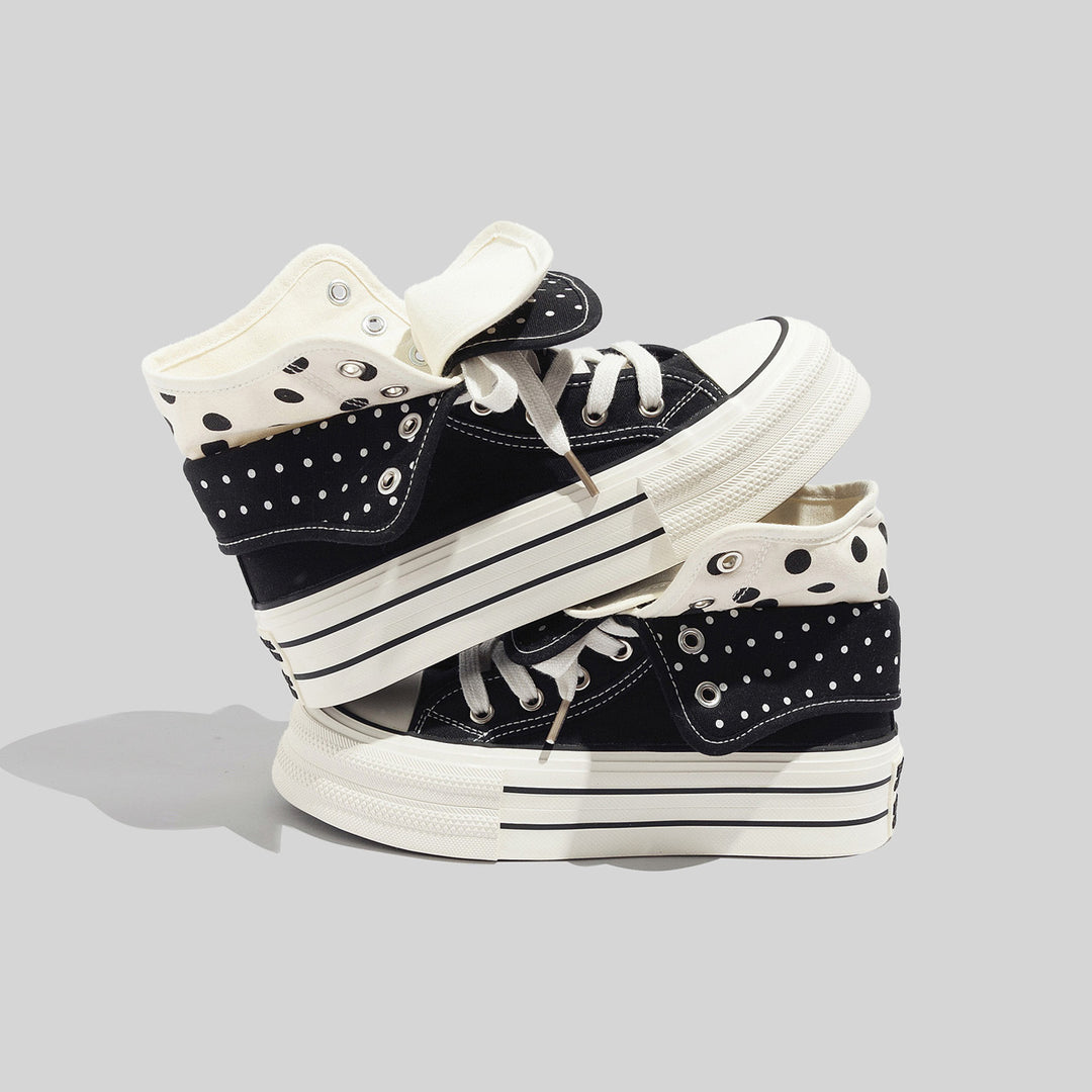 Damen Sneakers mit ausdrucksvoller Klappfunktion und modischem Punktemuster EB