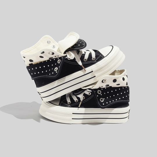Damen Sneakers mit ausdrucksvoller Klappfunktion und modischem Punktemuster EB