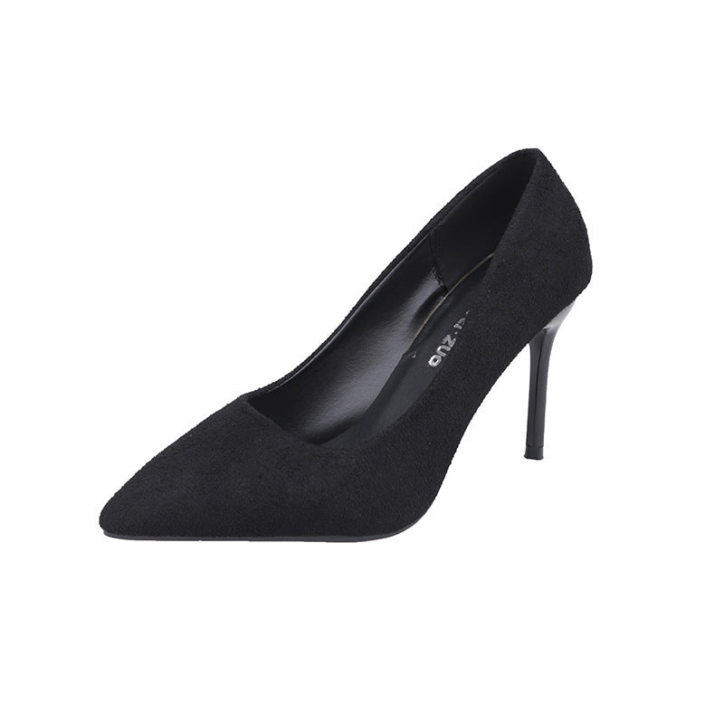 Damen nan spitze Veloursleder-Optik Pumps mit gepolstertem Fußbett und schlankem Stilettoabsatz EB