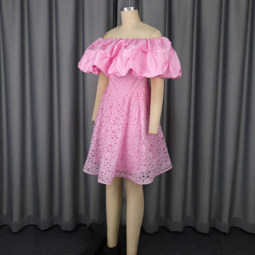 Damen Cocktailkleid mit voluminösem Rüschensaum EB