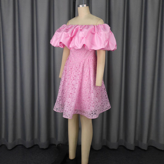 Damen Cocktailkleid mit voluminösem Rüschensaum EB