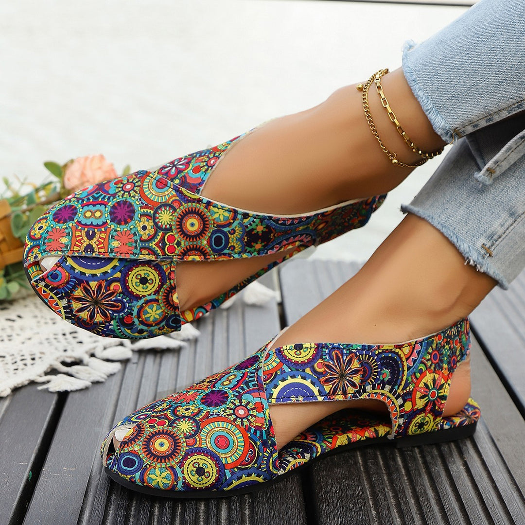 Damen elegante und bequeme Slippers mit floralem Muster EB