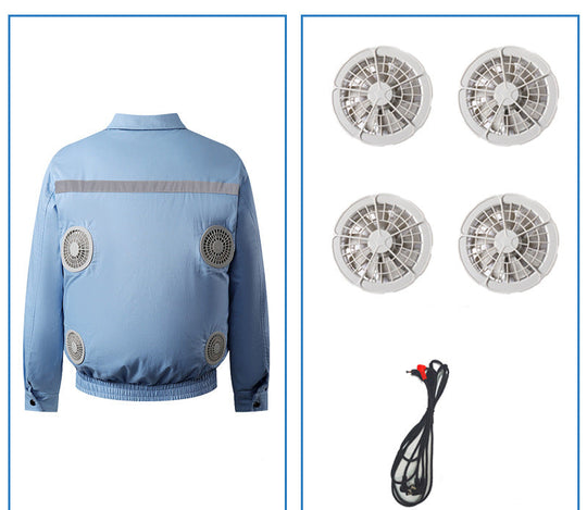Unisex nan Arbeitskühljacke mit vier integrierten USB-Lüftern, verstellbarem Bund und atmungsaktivem Material R&B