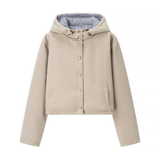 Damen modische Übergangsjacke mit Kapuze und elastischen Abschlüssen EB