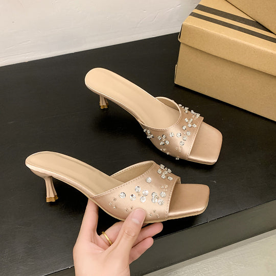Damen elegante Strass-Pantoletten EB