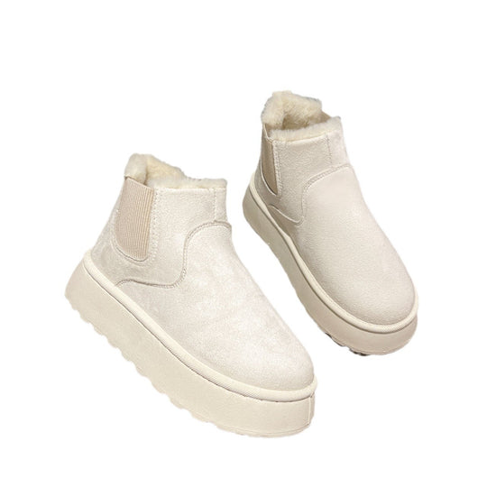 Damen Komfortable Winterboots mit Fleecefutter und elastischem Einsatz EB