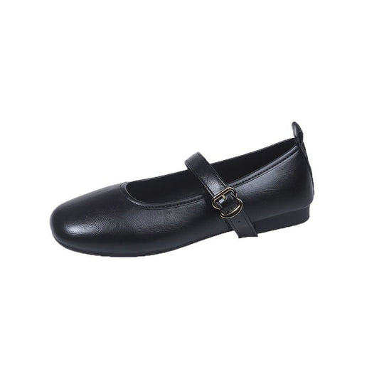 Damen komfortable Ballerinas mit verstellbarem Riemen und elegantem Schnallenakzent EB